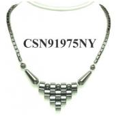 Hematite Teeths Pendant Beads Stone Statement Bib Fashion Women Necklace